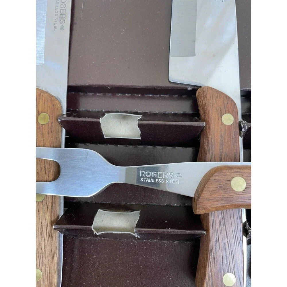 ROGERS CO. Cutlery 6-PC Carving Set w/Box Japan Excellent Condition